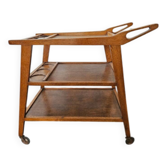 Vintage old teak serving trolley