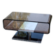 Coffee table from the 70s in chromed steel and smoked plexiglass double swivel trays
