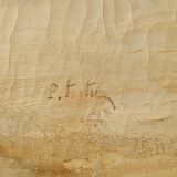 Children playing in the snow, oil on canvas, signed, circa 1900