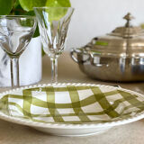 5 assiettes creuses en céramique vichy verte