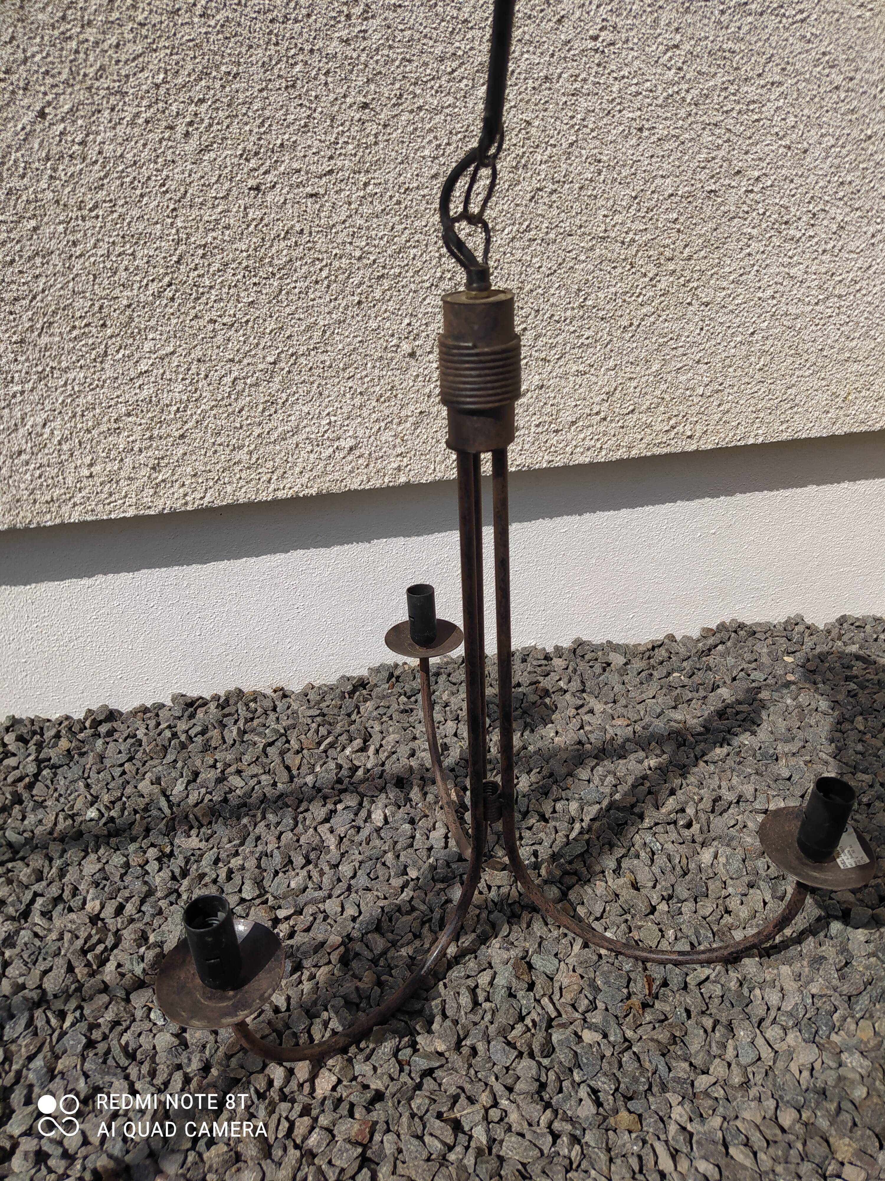 Metal chandelier with 3 lamps