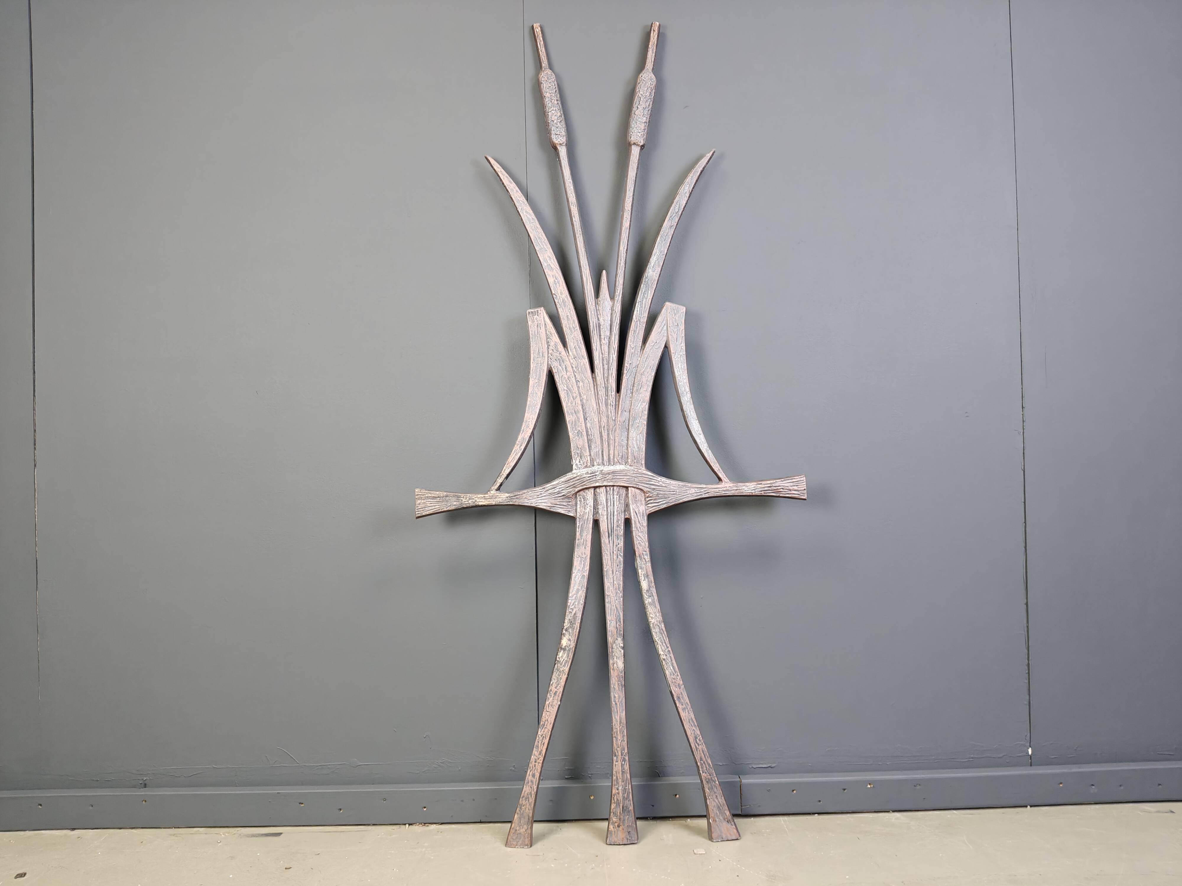 Vintage brutalist cat tail sculpture, 1970s