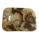 Marble pocket ashtray with fossil ammonite