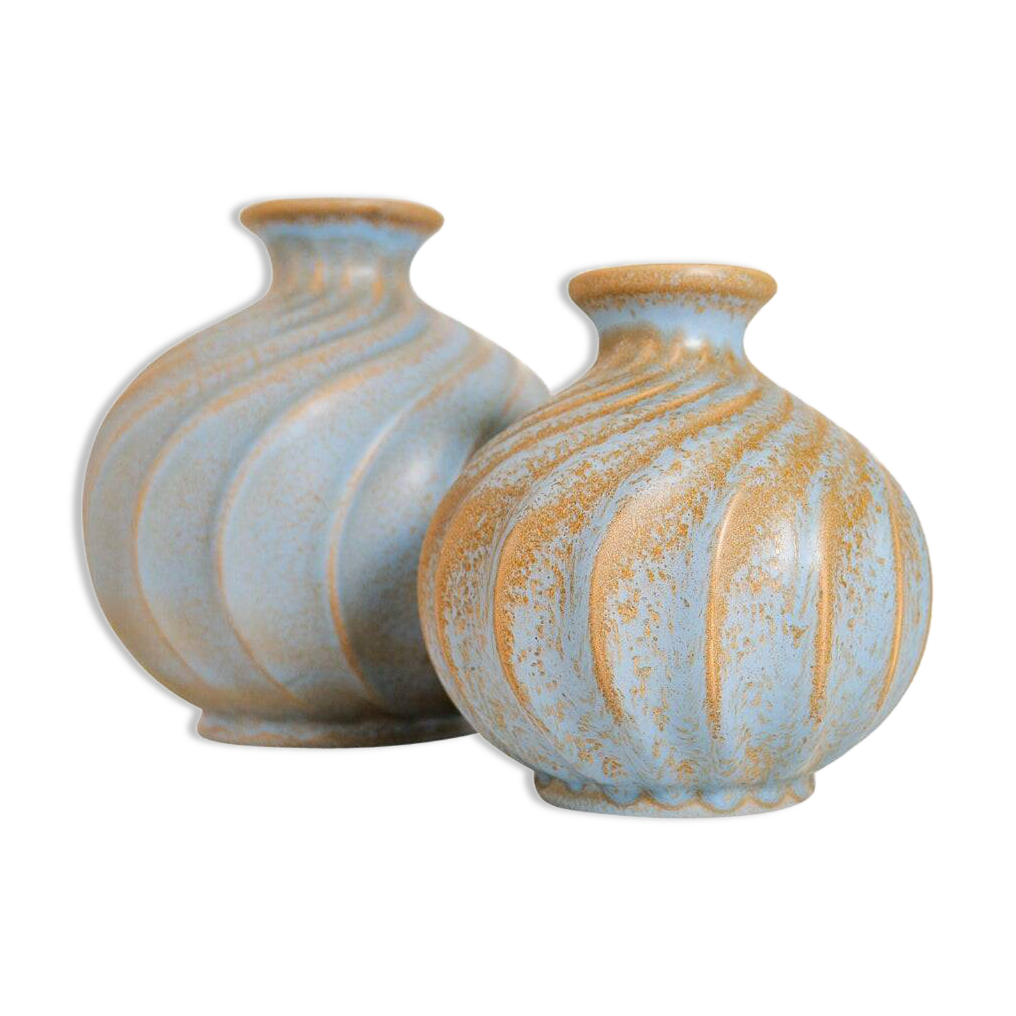 Paire de vases en céramique "Turkos" de style milieu du siècle, Ewald Dahlskog, Bo Fajans, Suède