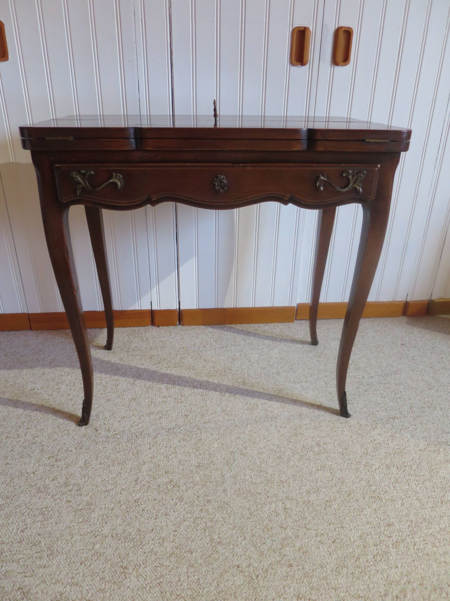 Secretary with mechanism - 4 secret drawers - lock - marquetry chessboard - 1950