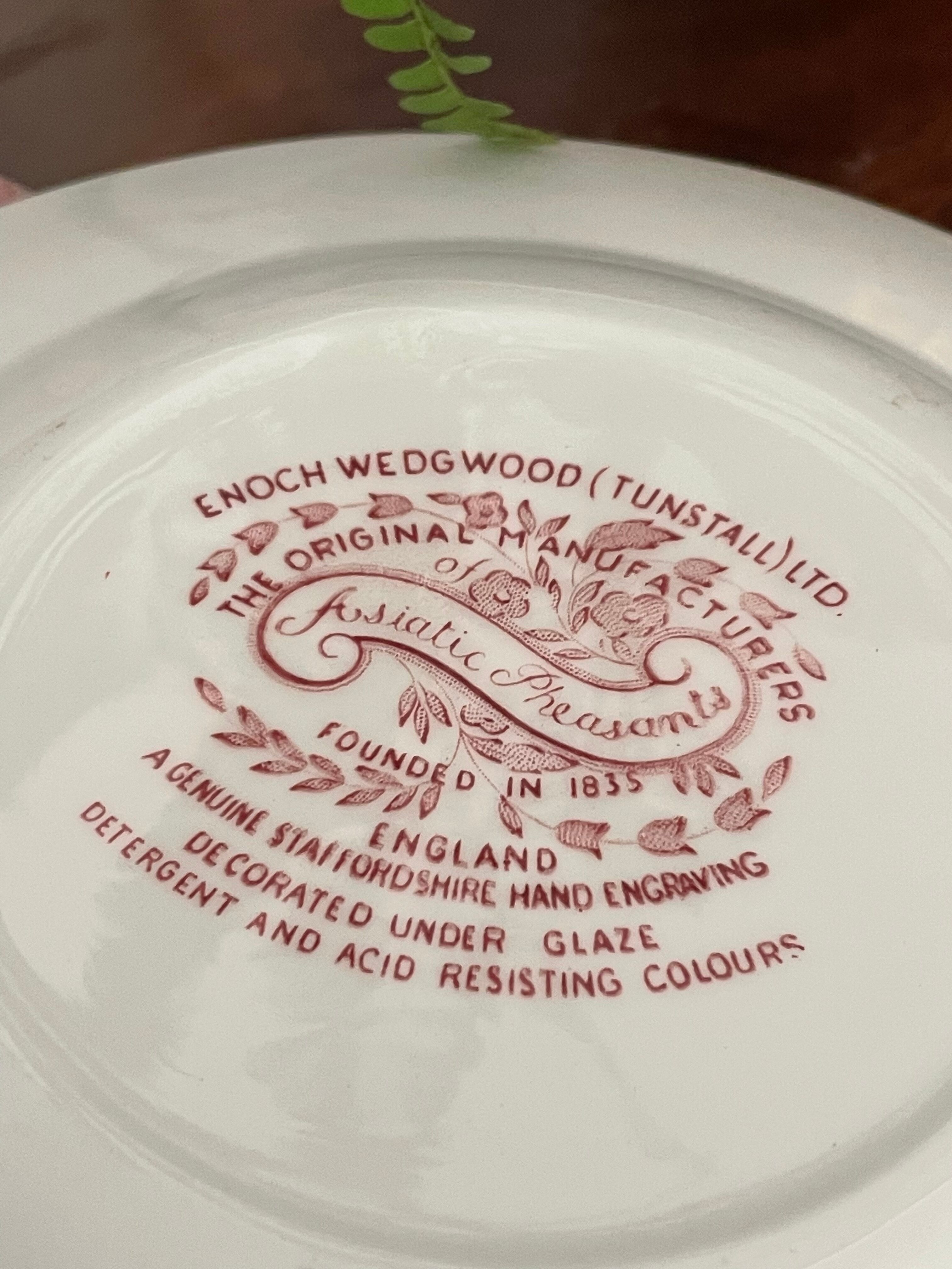 Lot de 8 assiettes faïence Wedgwood modèle faisan asiatique rose