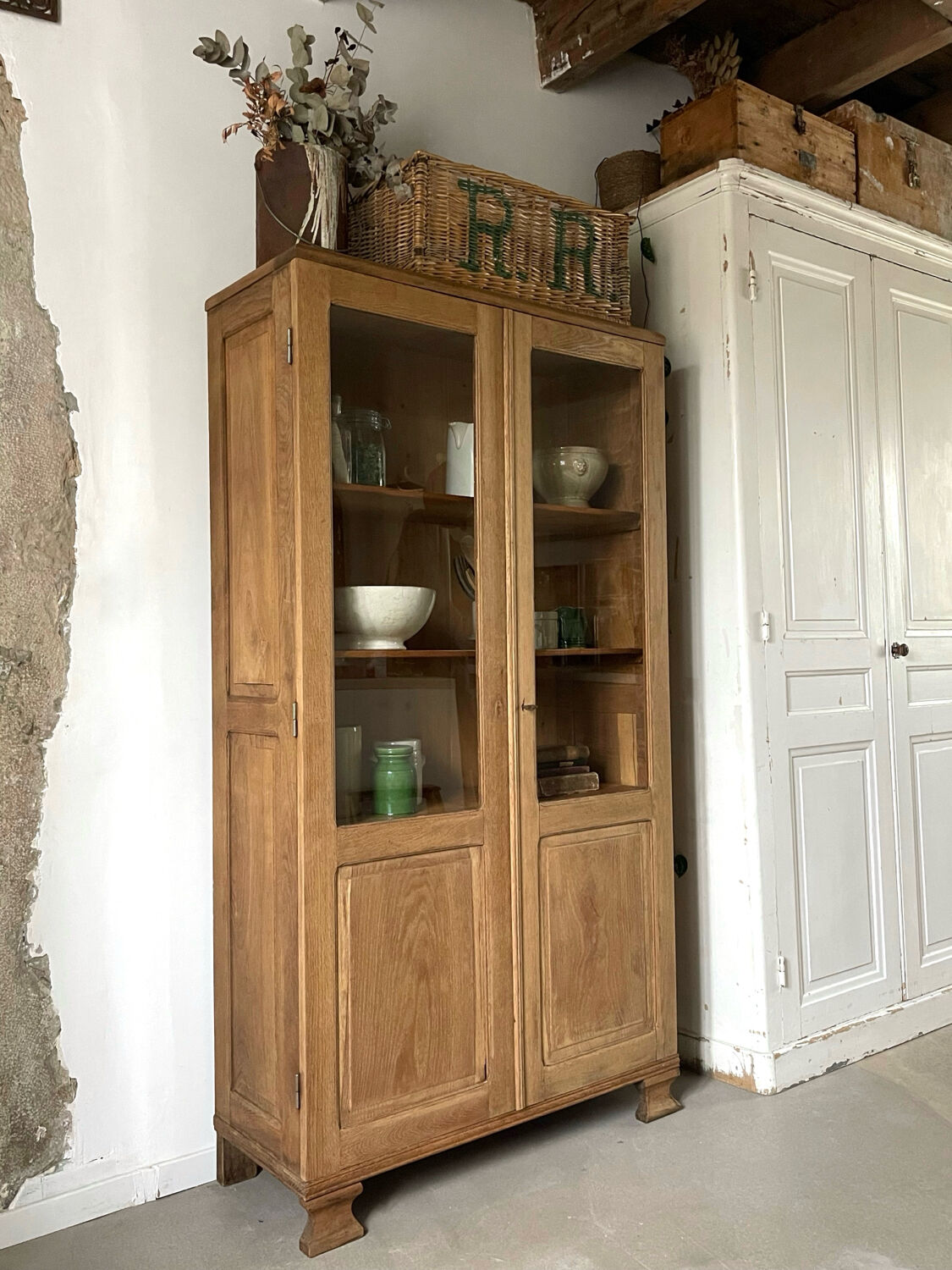 Oak display cabinet