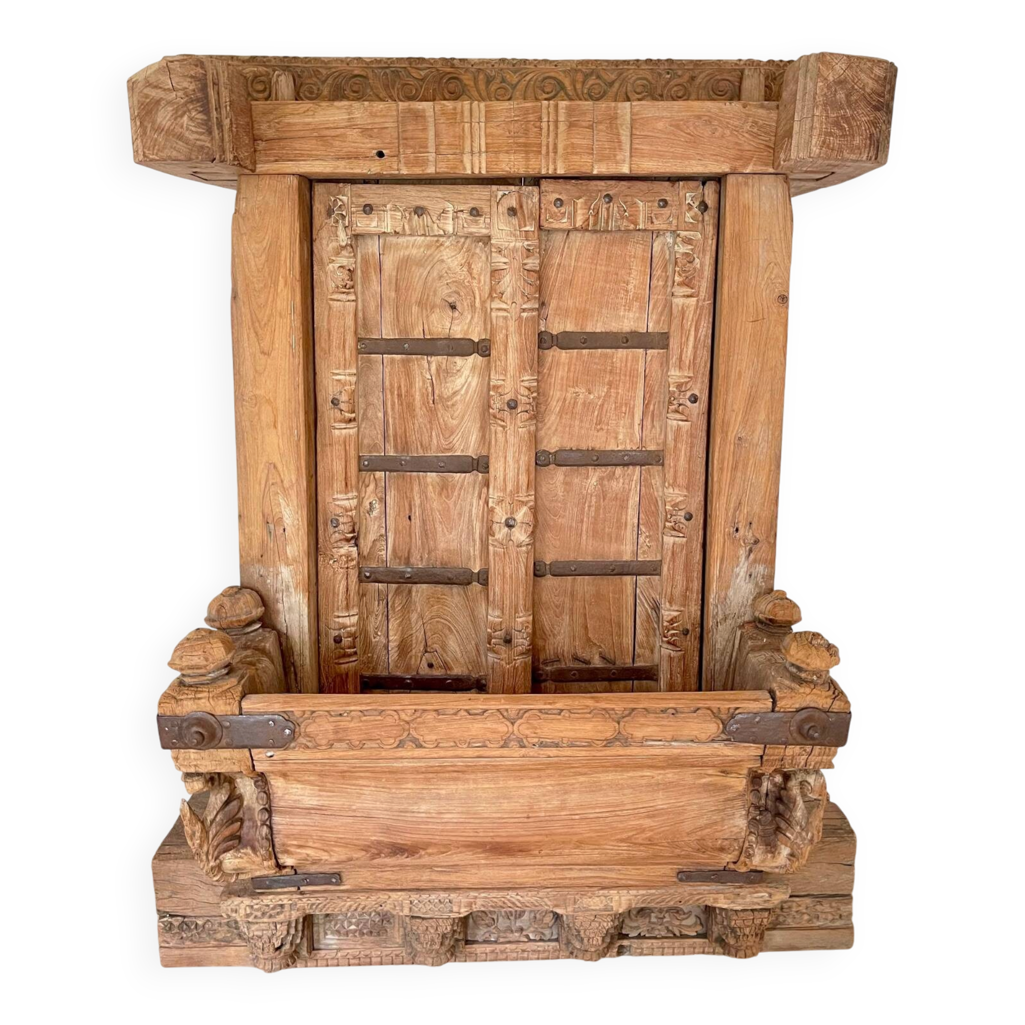 Door & old Indian balcony from Rajasthan in solid teak