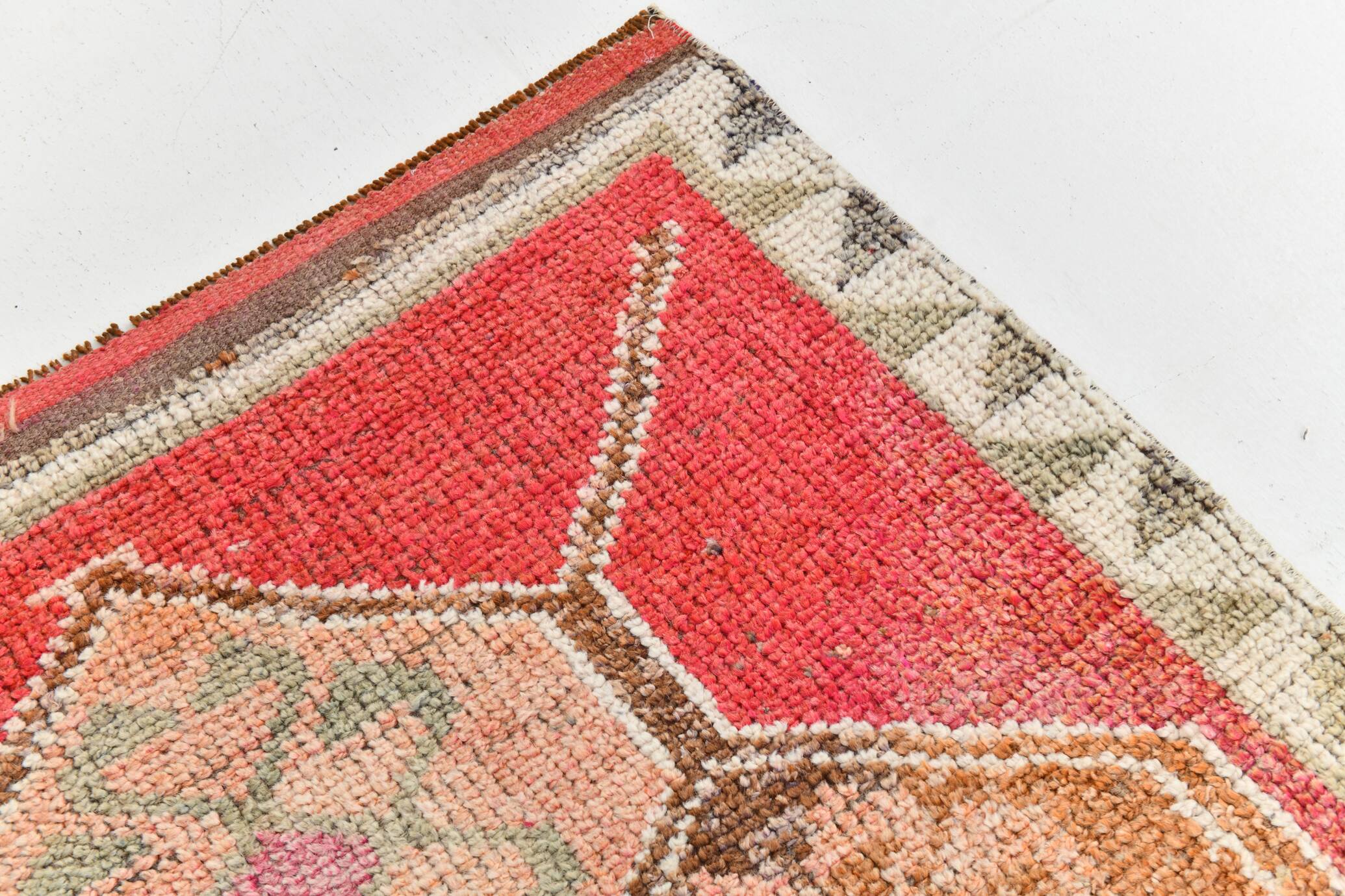 Pink & Red Vintage Turkish Runner Rug, 95x294Cm