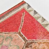 Pink & Red Vintage Turkish Runner Rug, 95x294Cm