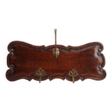 Art Nouveau style coat rack in oak with brass hooks, France ca. 1915