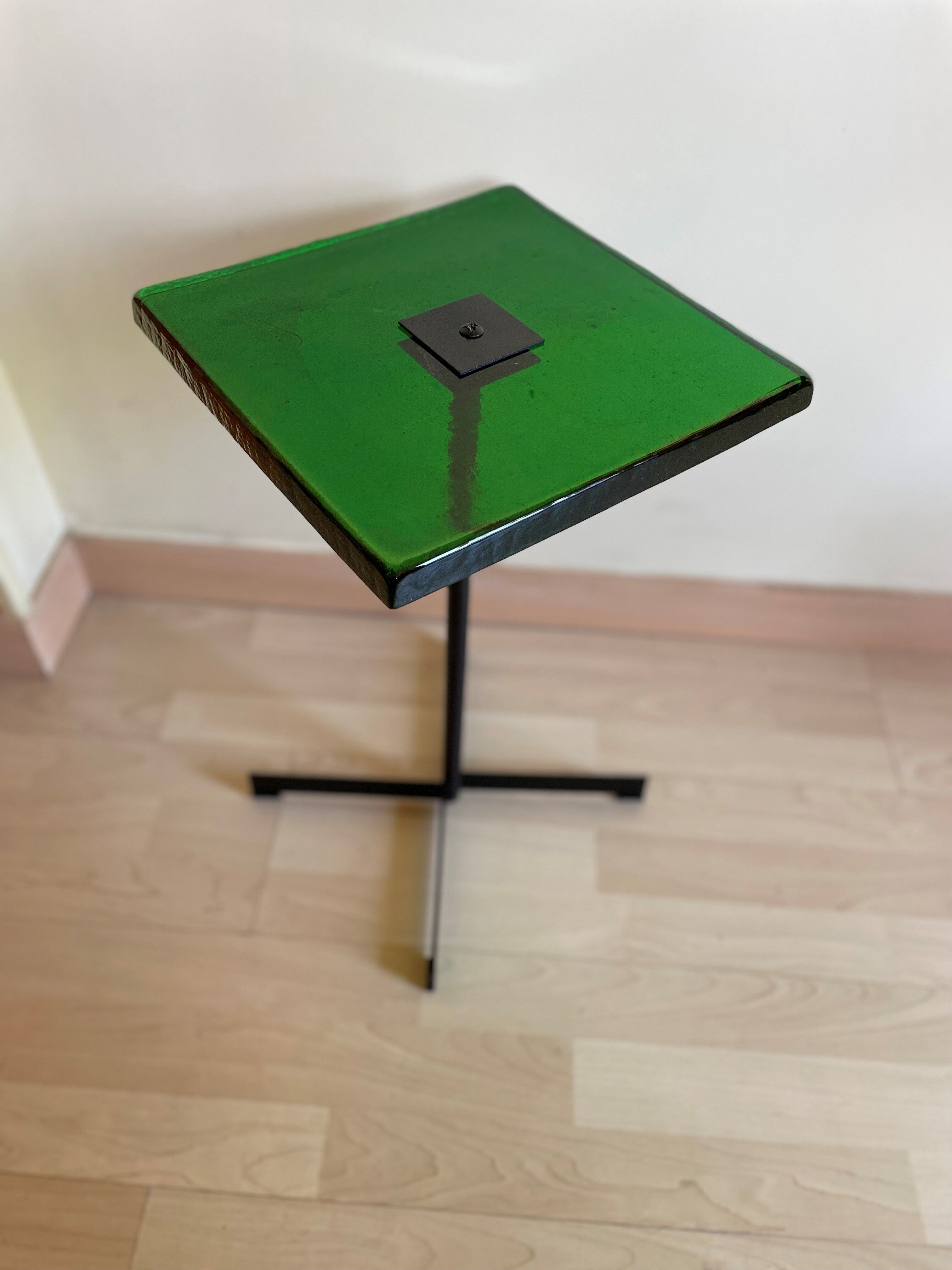 Vintage handcrafted glass side table