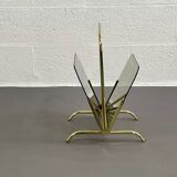 Brass and glass magazine rack