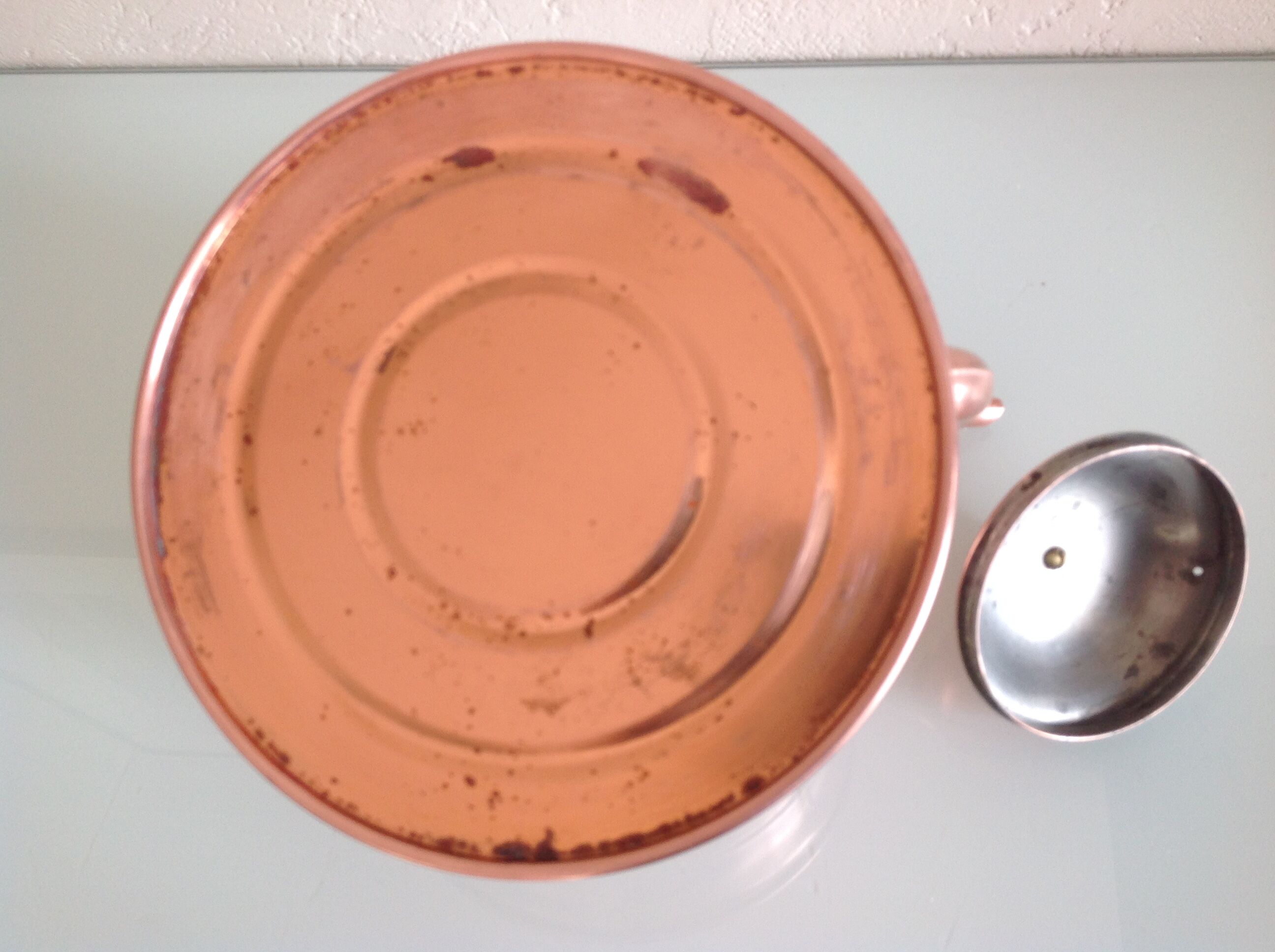 Old brushed red copper kettle / vintage 50-60s