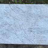 Old bistro table by Berc in Paris. Wrought iron, marble top.