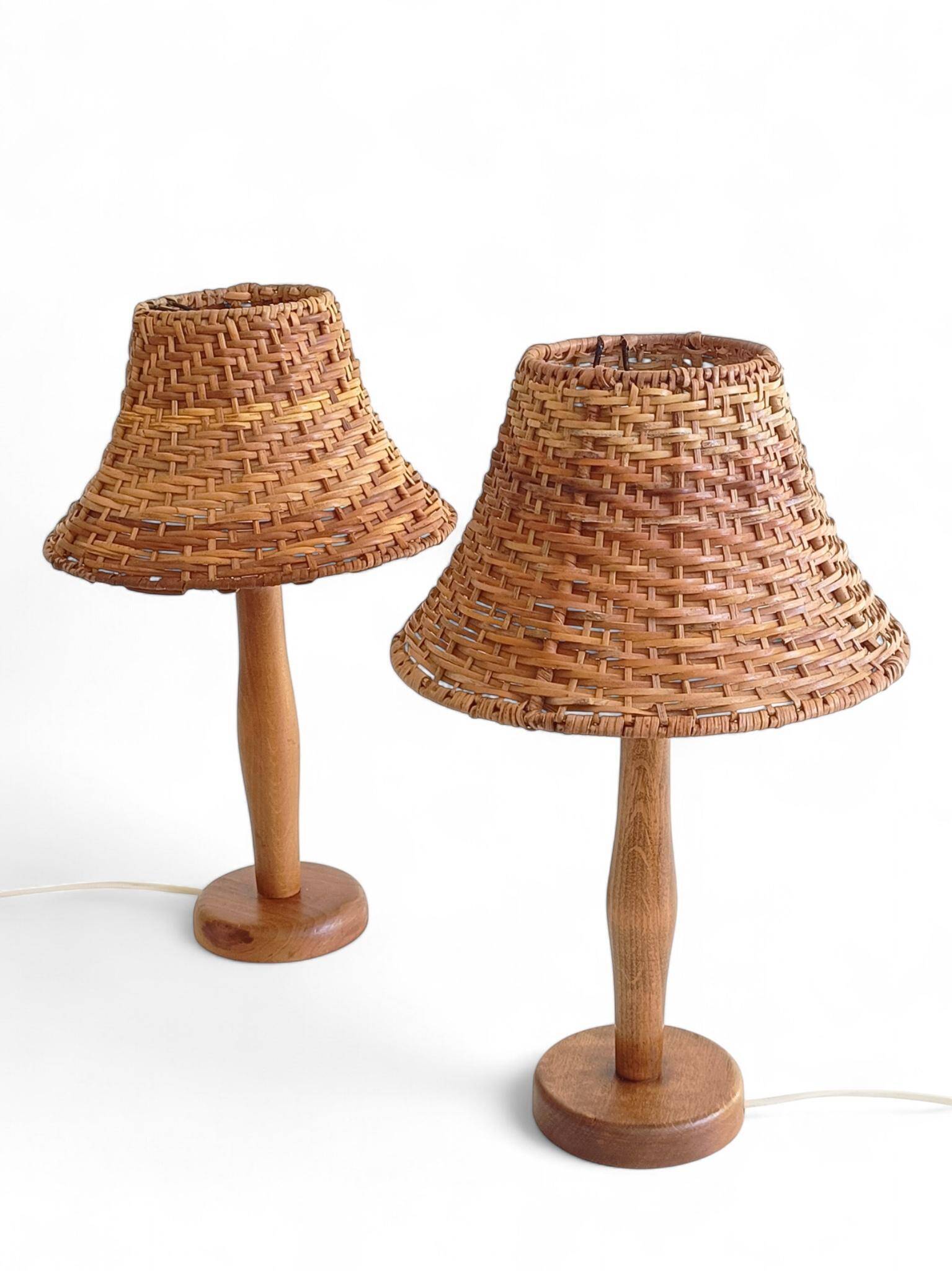 Pair of 1960s Swedish Pine Table Lamps by Ikea — Mid-Century Organic Modern