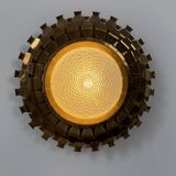 Vintage brass and pressed glass wall light, Sweden, 1960.