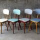 Set of 4 chairs bistro compass Boiclerc 1960 skai 4 colors