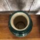 Old vallauris vase green ceramic & vintage gold decor #a798