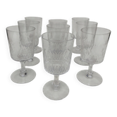 9 large crystal glasses from Baccarat, Champigny model.
