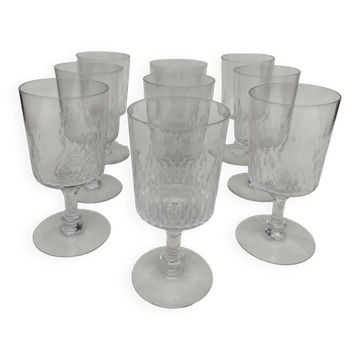 9 large crystal glasses from Baccarat, Champigny model.