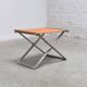Tabouret pliant en cuir cognac et acier par Michael Christensen, années 1960.
