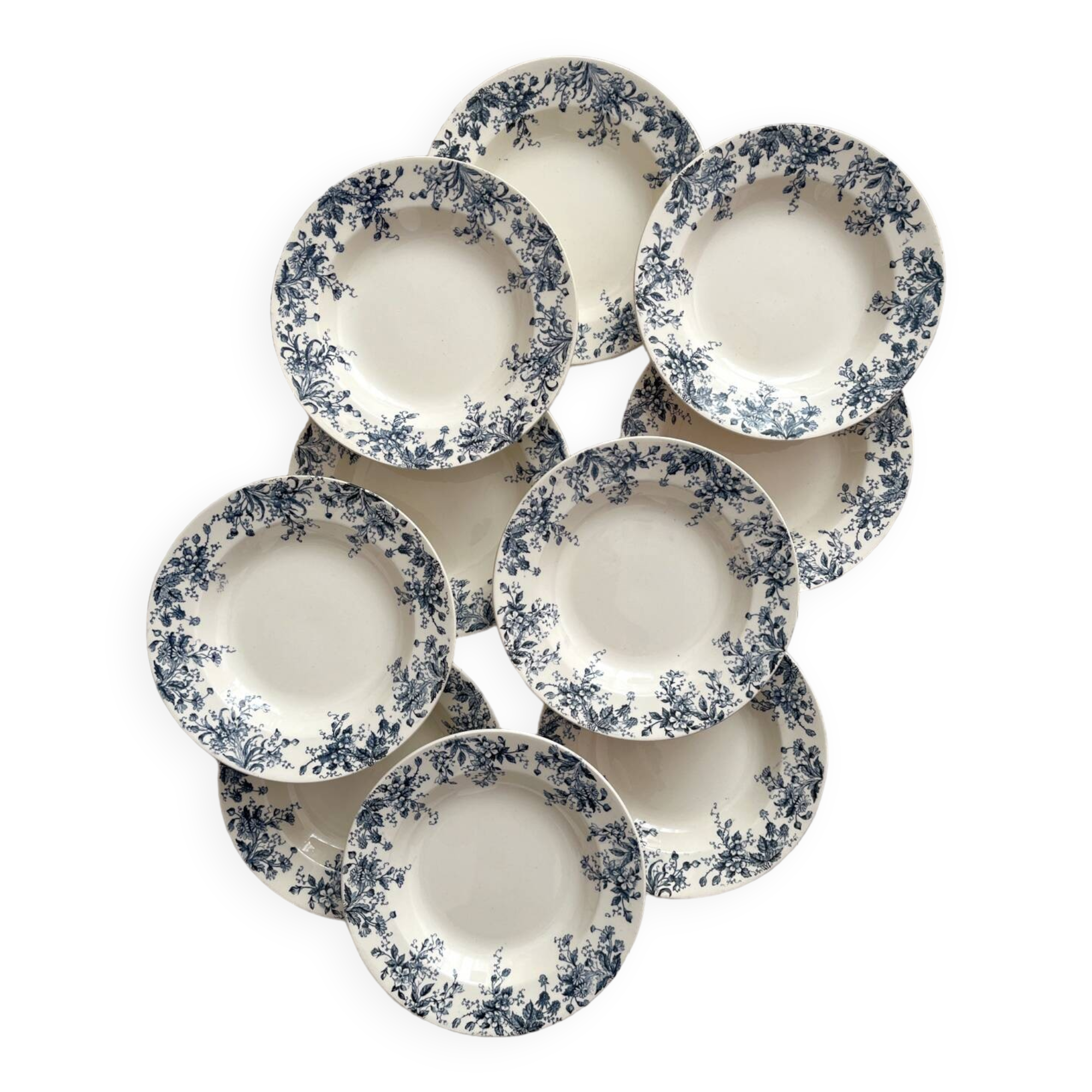 10 "Dodds" ironstone soup plates from Choisy le Roi