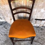 Napoleon 3 style chair black wood & vintage orange fabric