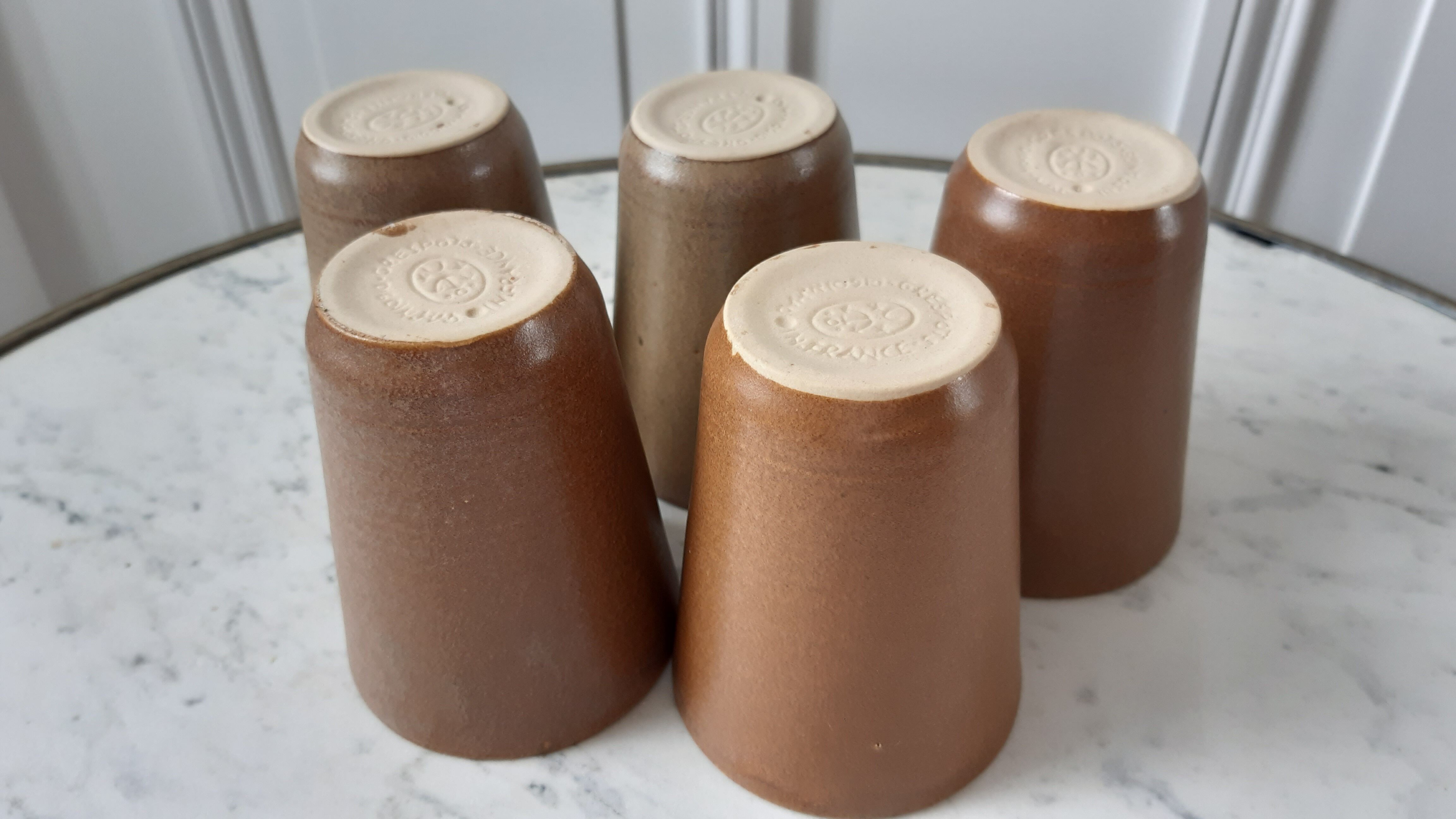 Set of 5 glasses in Digoin stoneware years 60-70