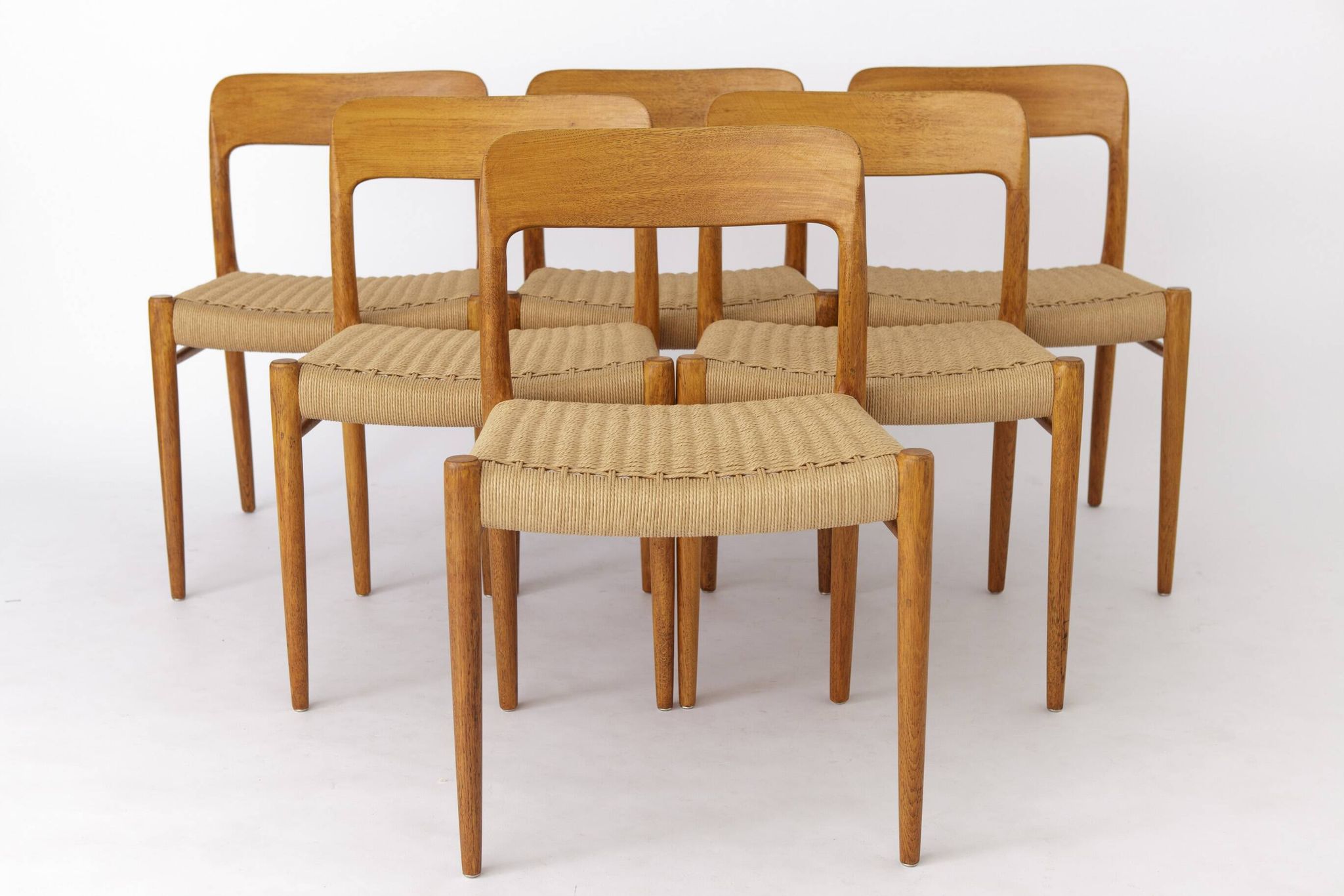 Set of 6 Niels Otto Møller Model 75 Chairs | 1950s Oak Dining Chairs | Mid