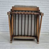 1960s, Scandinavian design, reupholstered high-back armchair, furniture wool, oak wood.