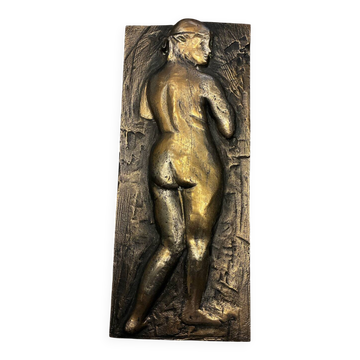 Panneau mural bas relief en bronze signé XXe