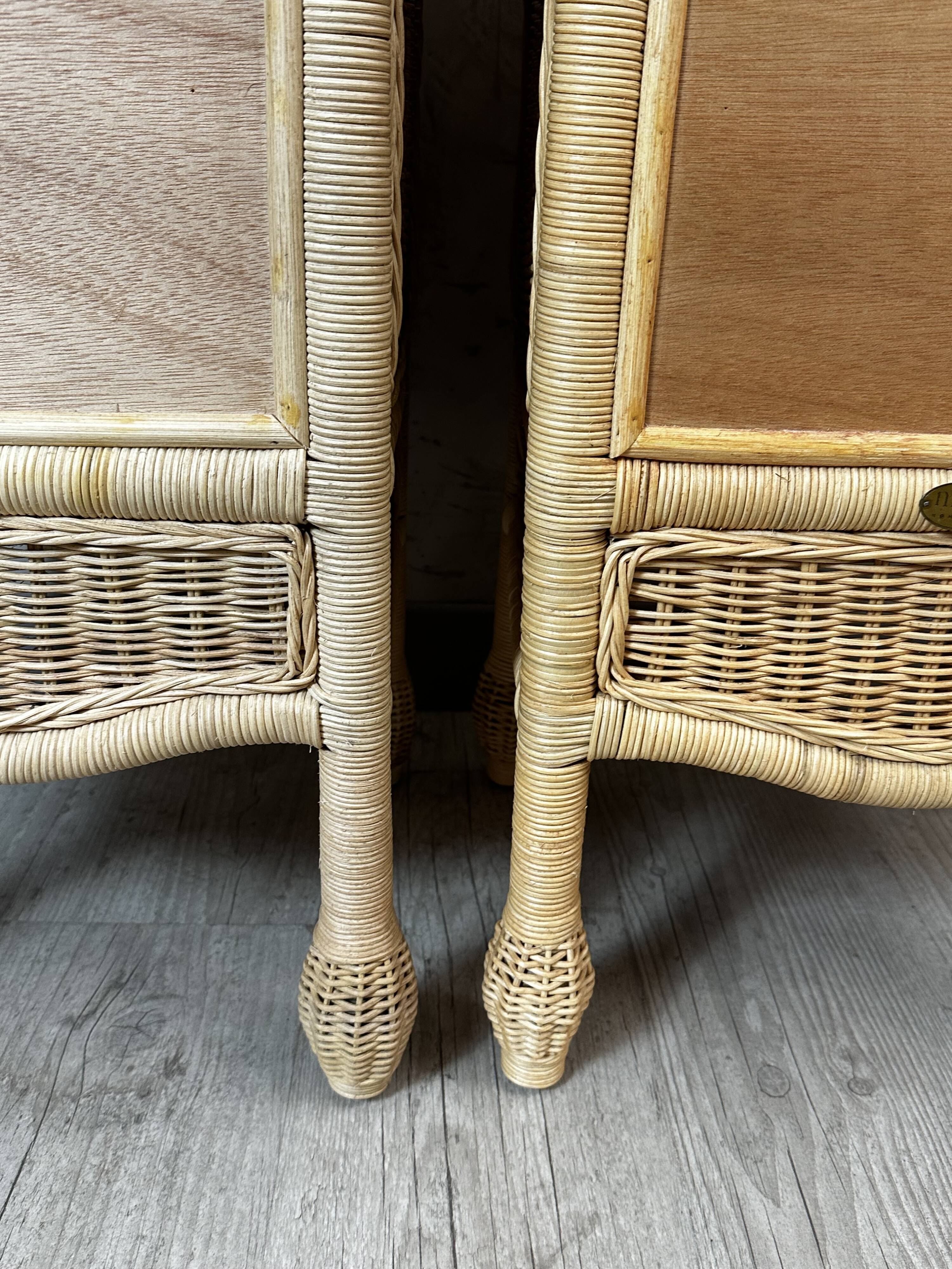 Pair of rattan bedside tables