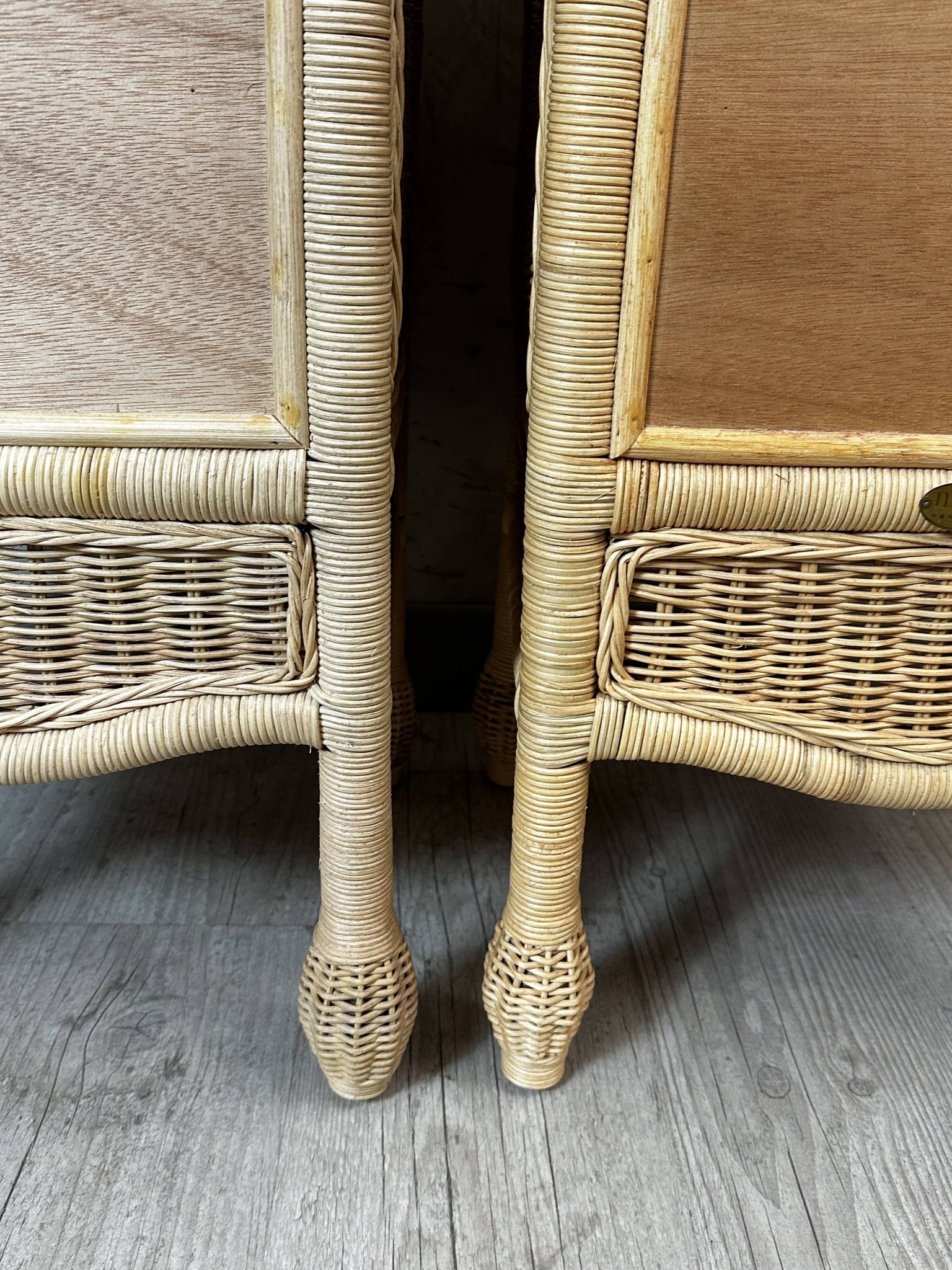 Pair of rattan bedside tables