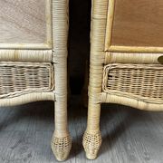Pair of rattan bedside tables