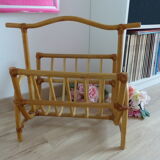 Large vintage rattan magazine holder 1960s - 1970s