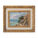 Coastal landscape with sailing boats