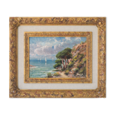 Coastal landscape with sailing boats