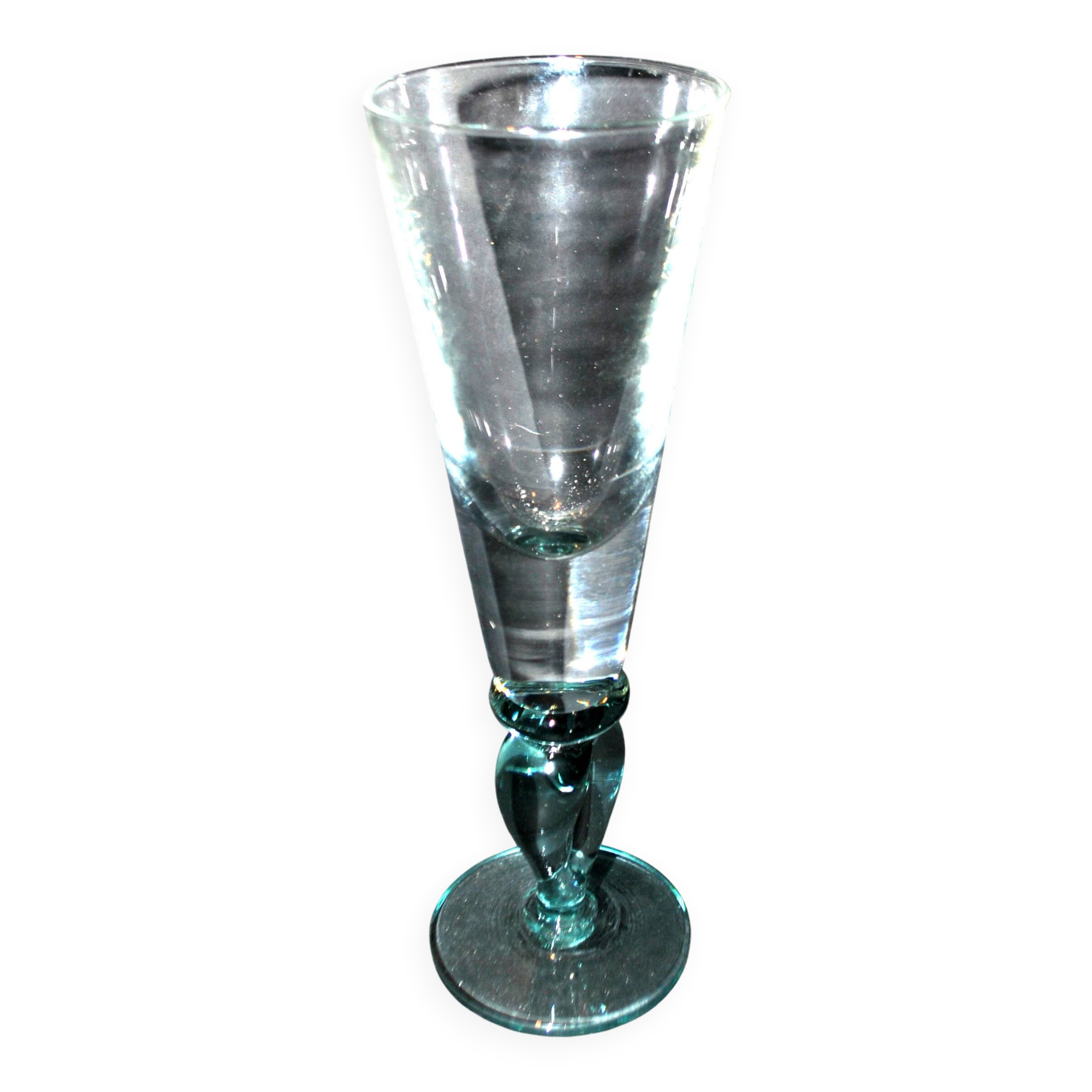 Vintage absinthe glass in blue blown glass H25cm