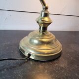 Lampe de bureau vintage en laiton abat-jour en verre