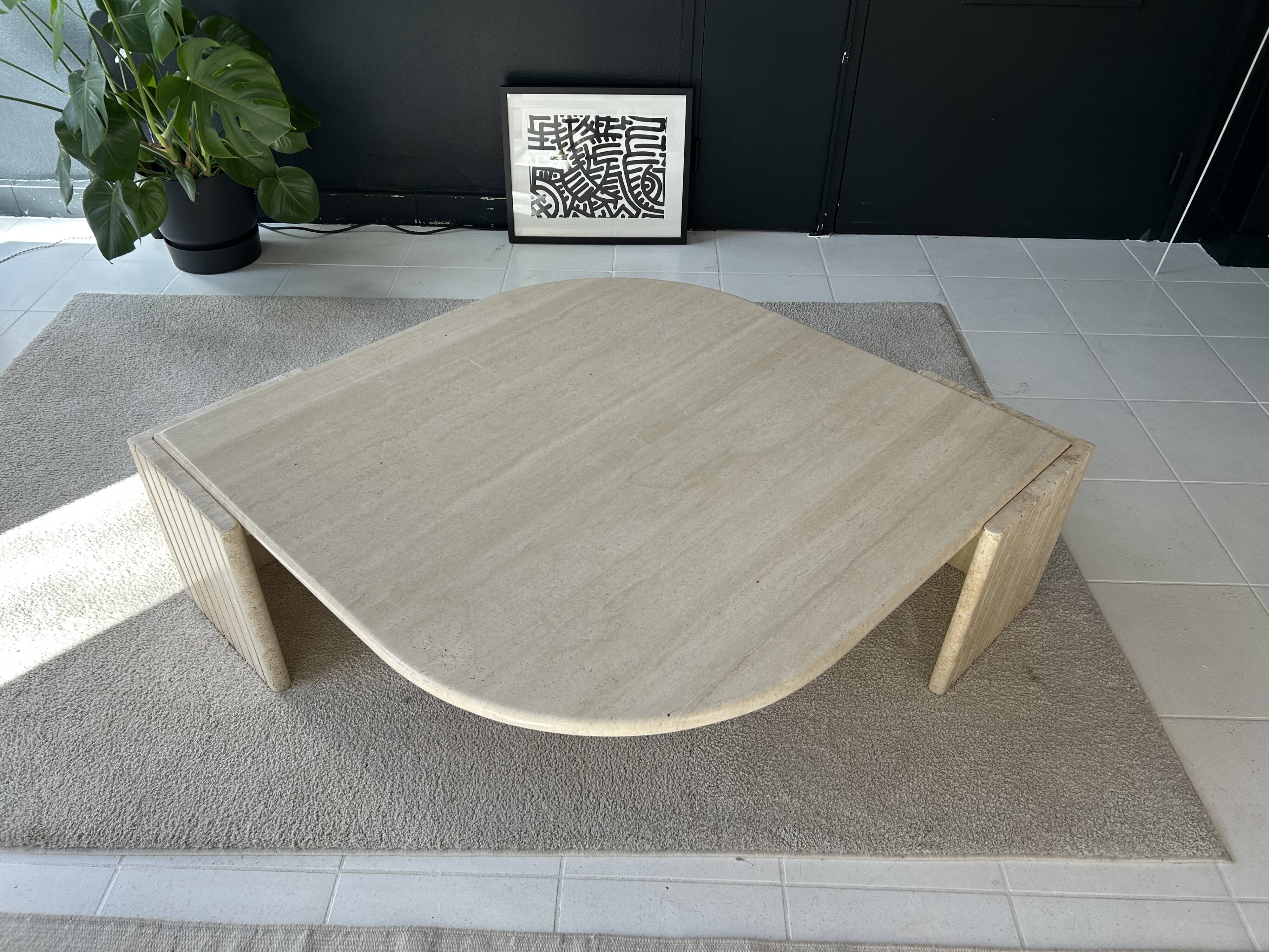 Travertine coffee table Roche Bobois