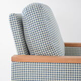 Cube armchair blue houndstooth
