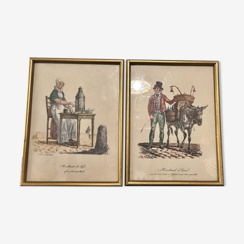 Lithograph after Carles Vernet: the ink merchant and the coffee merchant