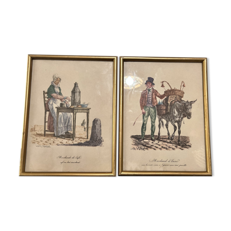Lithograph after Carles Vernet: the ink merchant and the coffee merchant