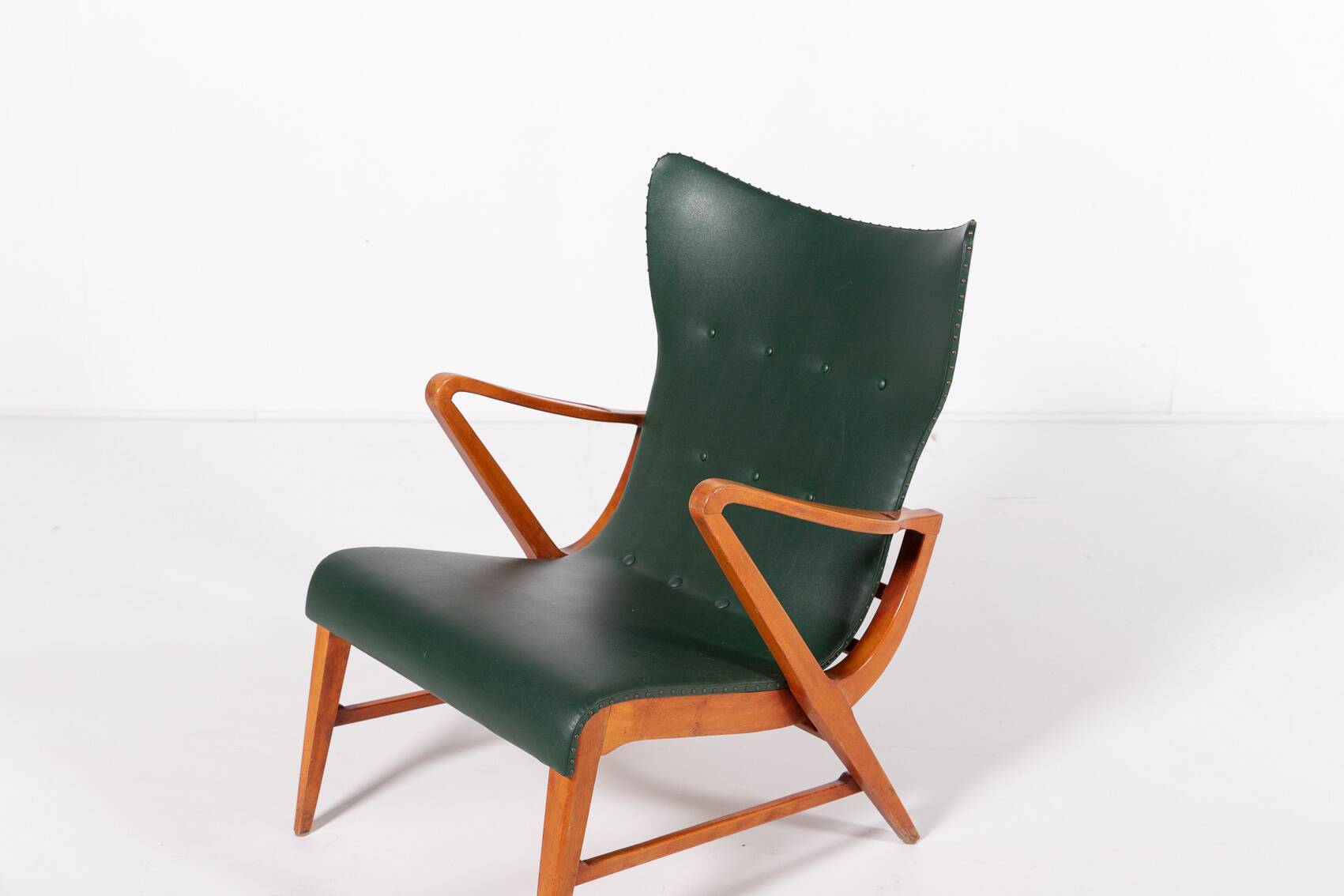 Architectural Swedish Mid-Century Modern armchairs by Axel Larsson, 1950’s