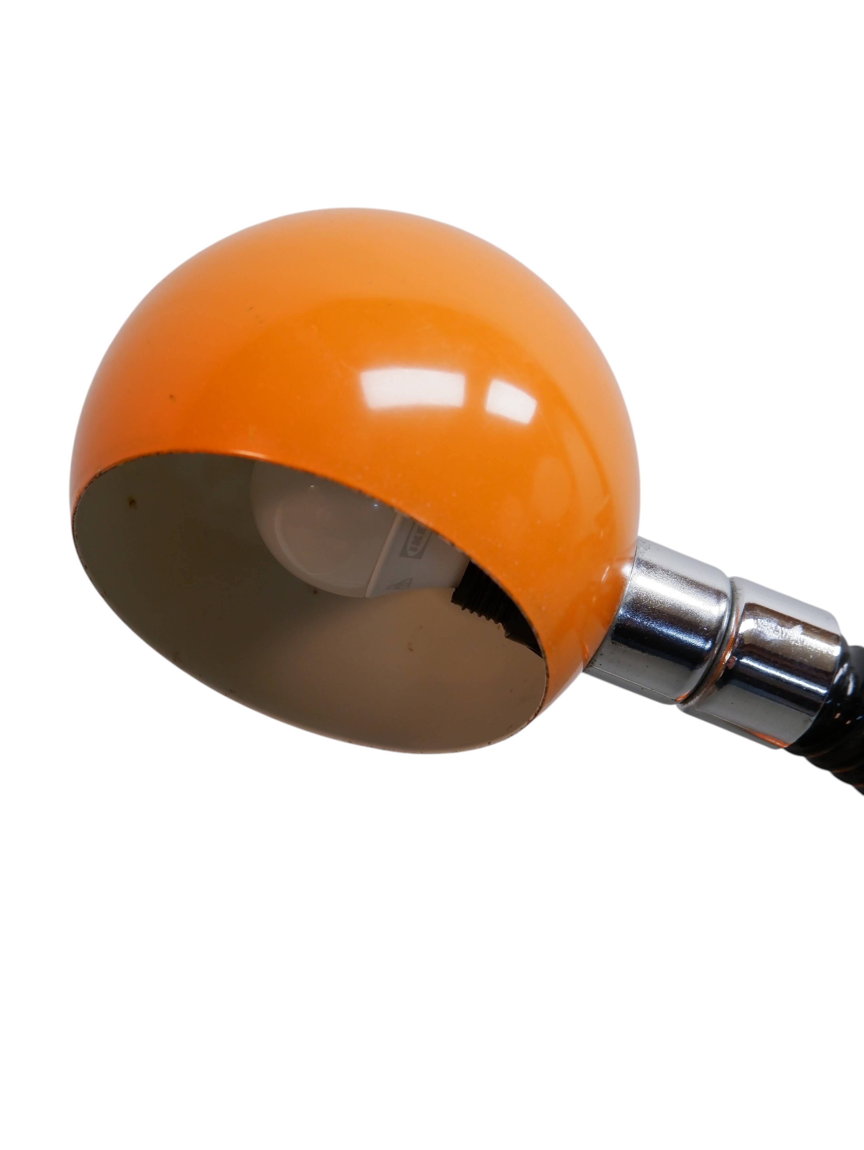 Lampe de bureau orange de l'ère spatiale, années 1970