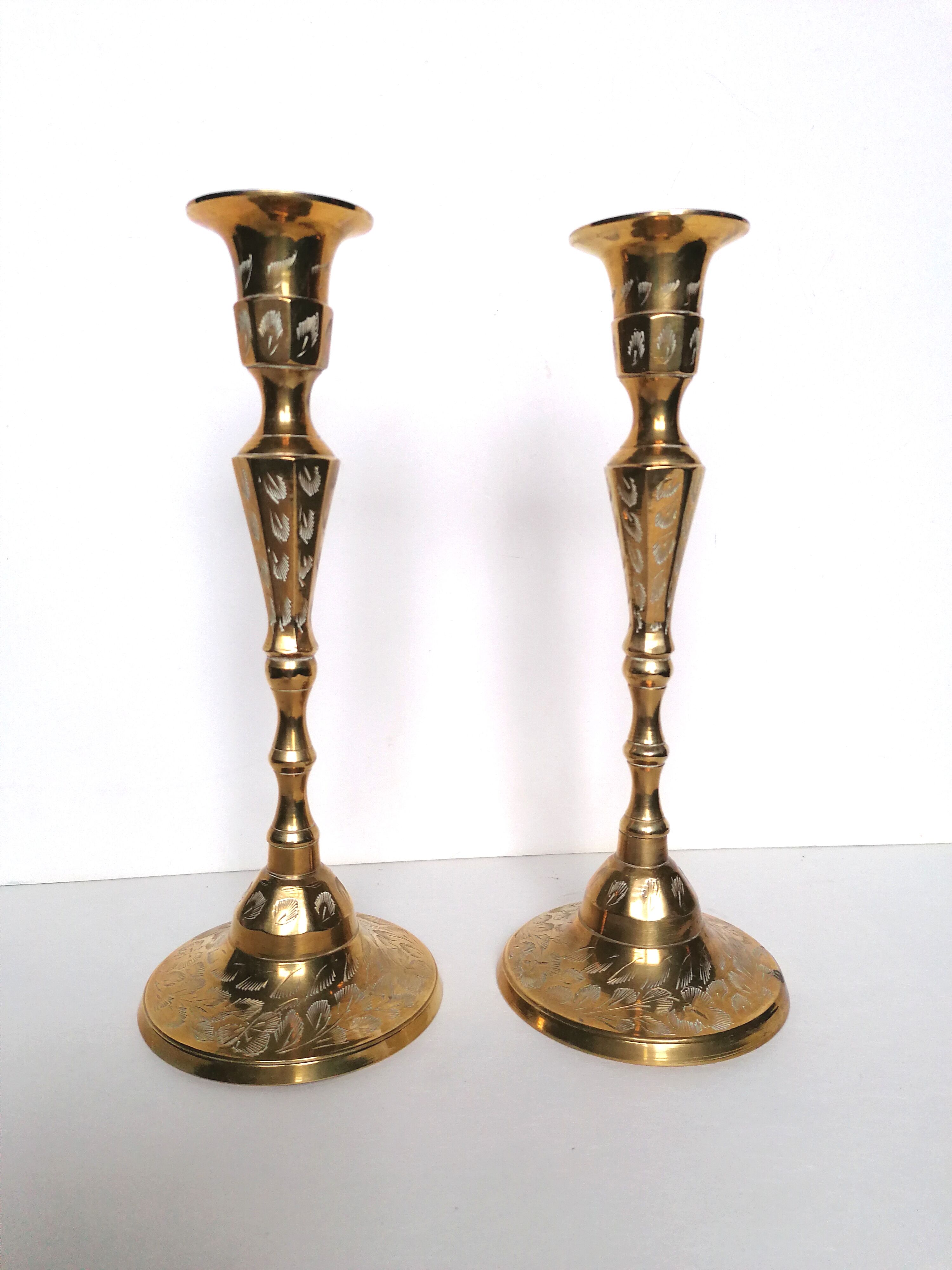 Pair of brass candle holders year 40