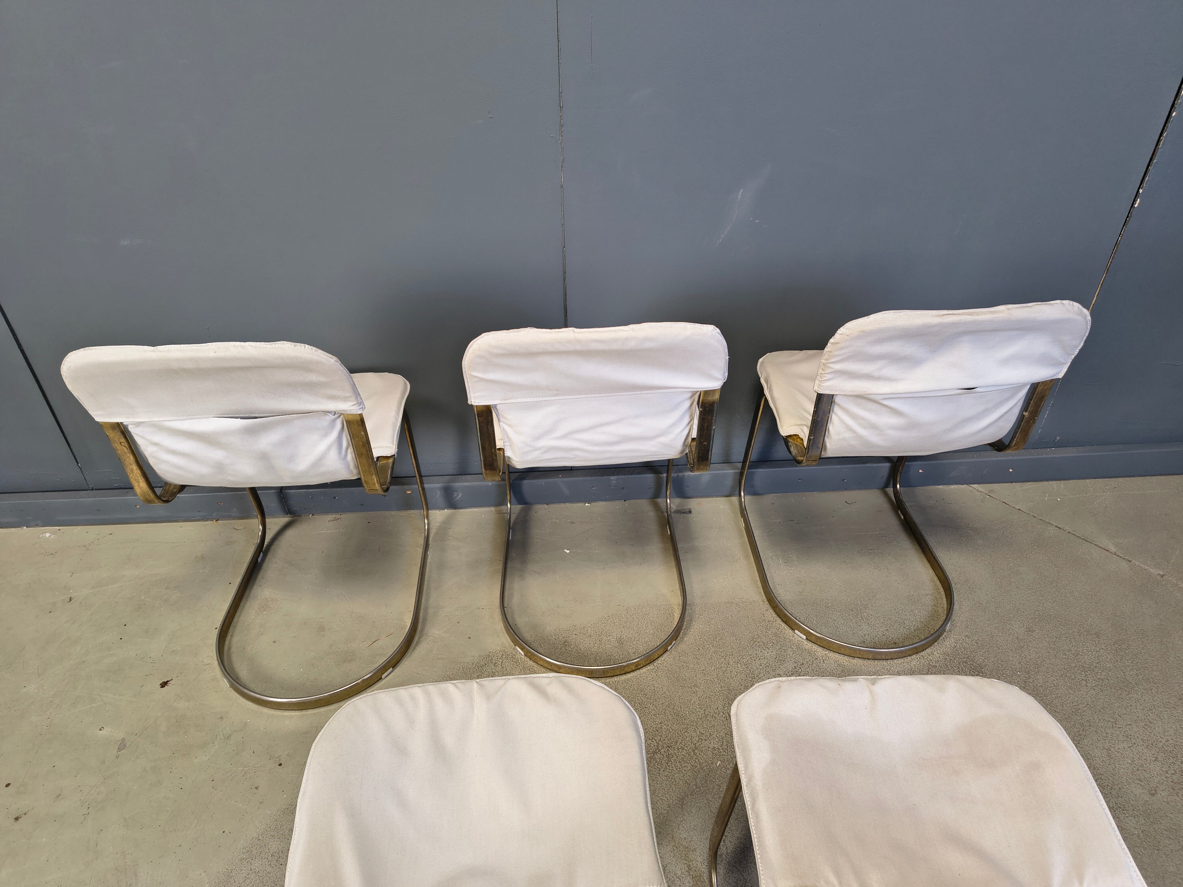 Vintage dining chairs by Willy Rizzo for Cidue set of 5, 1970s