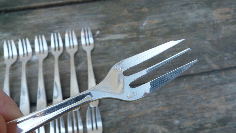 Set of 12 Christofle silver dessert forks