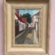 Mid-Century Oil on Panel “Street View” by J. Ioliv, Vintage & Framed 25×31cm